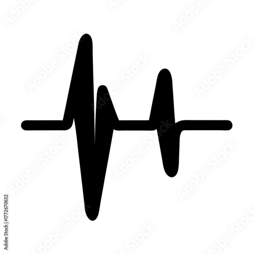 Stylized electrocardiogram pulse wave design in black and white illustration