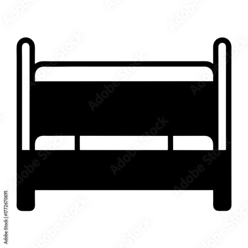 Illustration of a black bunk bed frame with simple geometric design