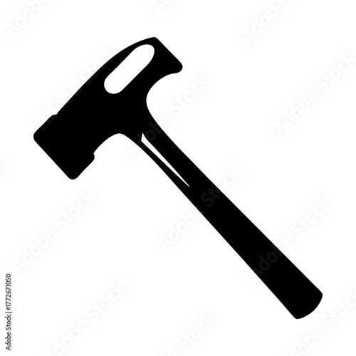 Wallpaper Mural A black silhouette of a claw hammer resting diagonally on white background Torontodigital.ca