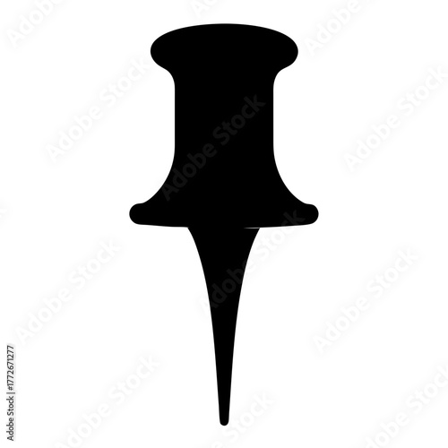Simple graphic representation of a push pin in silhouette form