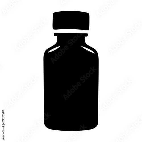Simple black silhouette of a bottle with a cap on top