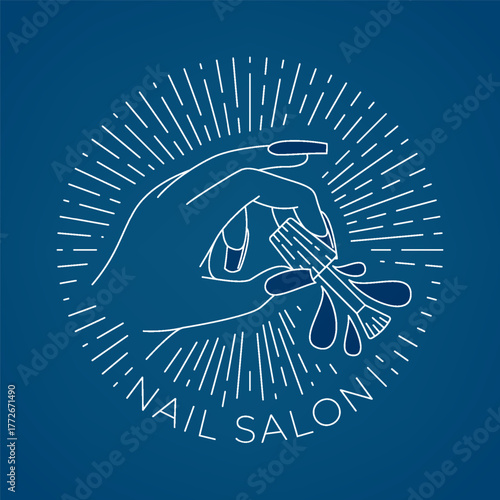 Simple monoline manicure and pedicure logo concept for nail studio brand