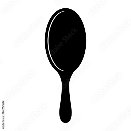Black silhouette of a classic hand mirror with an oval glass