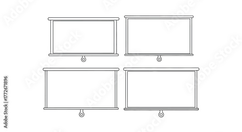 Four diagrams of rectangular frames with different dimensions labeled in engineering style vector