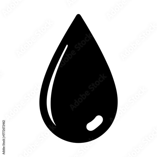 Simple Isolated Black and White Water Drop Illustration for Design Purposes