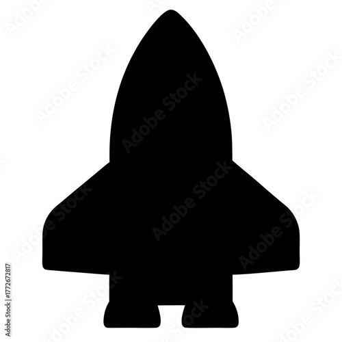 Silhouette of a stylized retro rocket, poised for launch and ready to soar