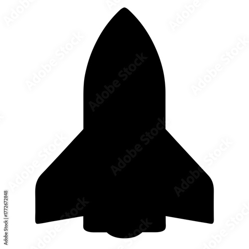 Simple black silhouette of a rocket ready for space exploration launch