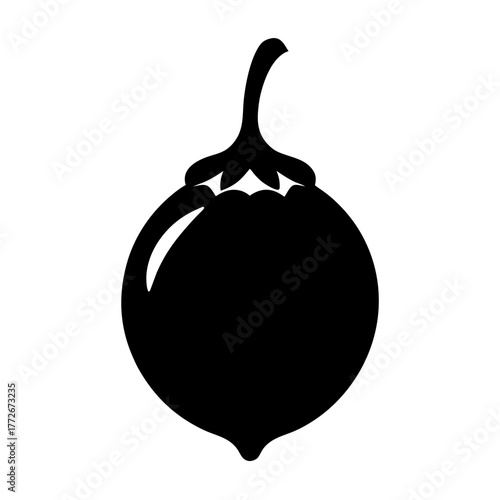 Minimalist illustration of a bell pepper in striking black silhouette design