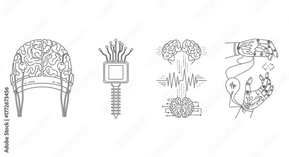Fototapeta premium Abstract line art collection representing technology science and innovation concepts vector