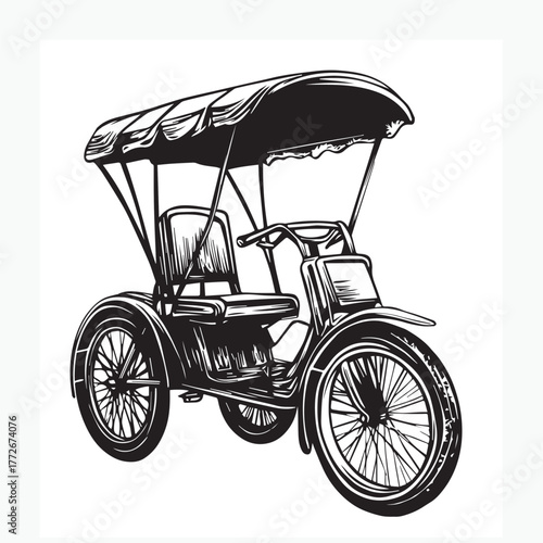 vector illustration of antique rickshaw