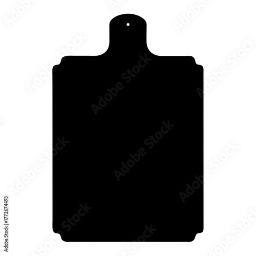 Silhouette of a solid black cutting board with a hanging hole design