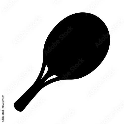 Black silhouette of a tennis racket isolated on a white background plain