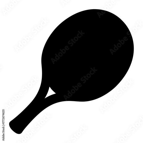 Black Silhouette of a Table Tennis Paddle, Ready for a Competitive Game