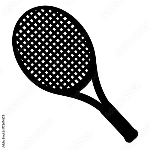 Monochrome Tennis Racket Depiction for Sports, Leisure, and Activity Concepts