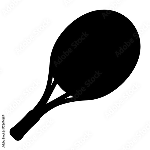 Black and White Silhouette of a Tennis Racket Ready for Action