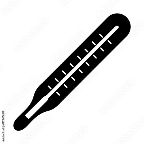 Black and White Image of a Traditional Mercury Thermometer for Medical Use