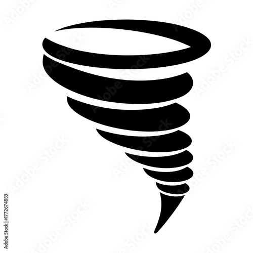 A Black and White Illustration of a Tornado Forming Downward