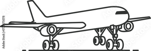Airplane with landing gear line art style