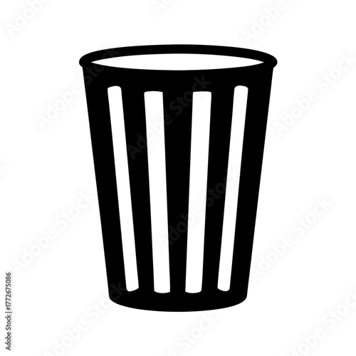 Black and white illustration of a modern trash can or wastebasket