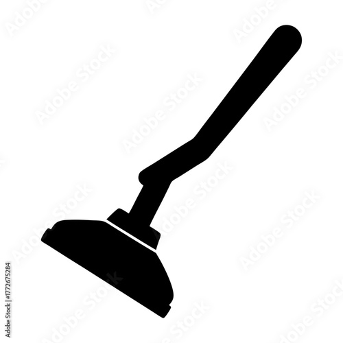Simple silhouette illustration of a sink plunger with a black handle
