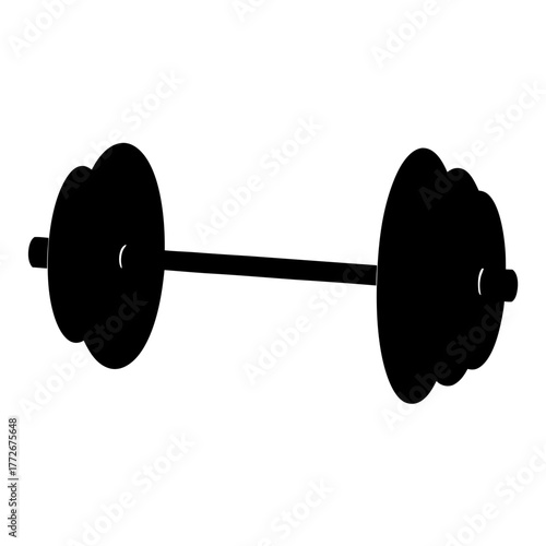Silhouette of dumbbell weightlifting equipment used for fitness and strength training