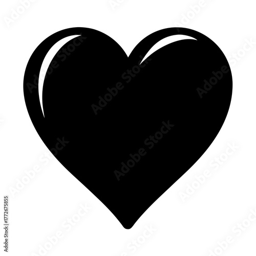 A glossy black heart illustration radiating love and passion for everyone