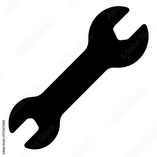 Illustration of a black open ended wrench, a common mechanic tool