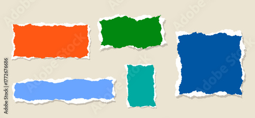 Torn paper sheet set in square and rectangle shapes
