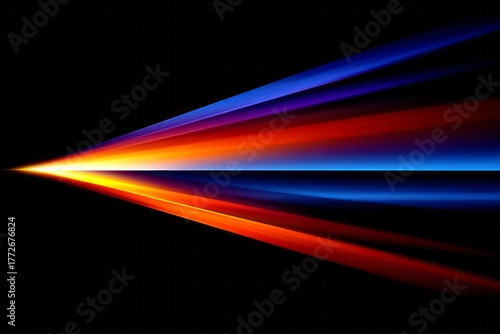 Brilliant spectrum of light streams emanates from a central point against a dark background