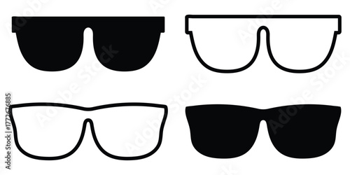Retro & Hipster Eyeglasses Vector Set – Black Silhouette Icons on White Background