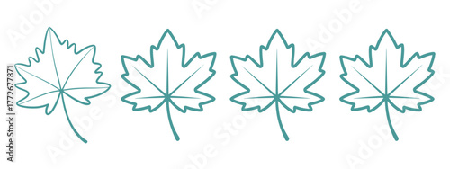 Digital illustration of four identical maple leaves vector graphic vector