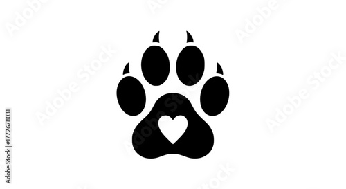 Vector of a dog paw print with heart shape inside, suitable for logo design