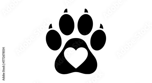 Vector of a dog paw print with heart shape inside, suitable for logo design
