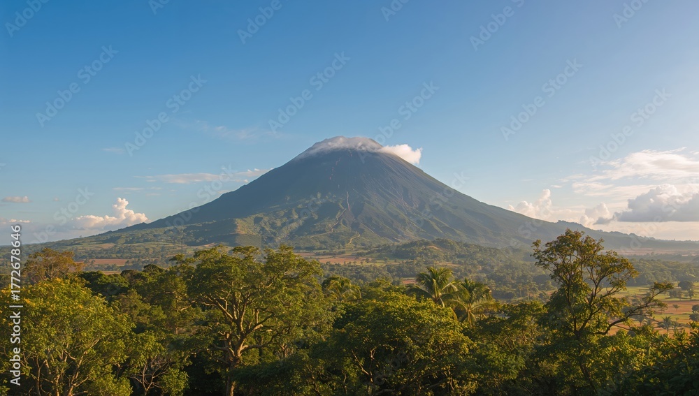 Fototapeta premium Active volcano named Mount Merapi in Java, erosion risk
