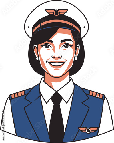 Portrait of a smiling female pilot in uniform