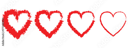 Red Heart Icons Vector Set – Flat & Grunge Heart Shapes for Valentine’s Day Design