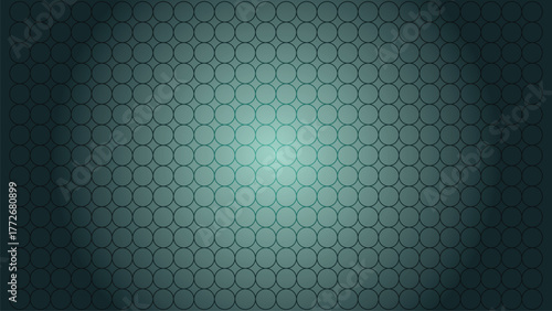 Abstract Teal Geometric Circle Pattern Background with Spotlight Effect