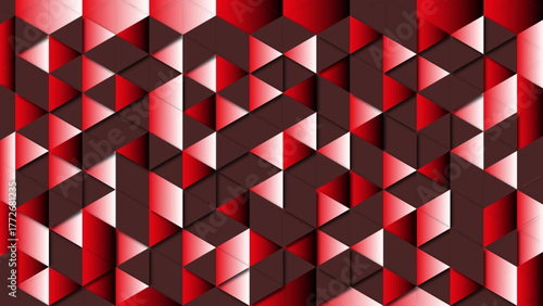 Red geometric triangle pattern with abstract, low-poly style design.