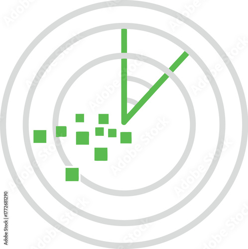 Radar screen showing multiple targets isolated on dark blue background