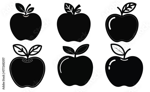 Apple food Vector Silhouette Clipart Icon design