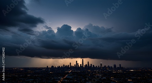 Fototapeta Naklejka Na Ścianę i Meble -  Lightning over city skyline
