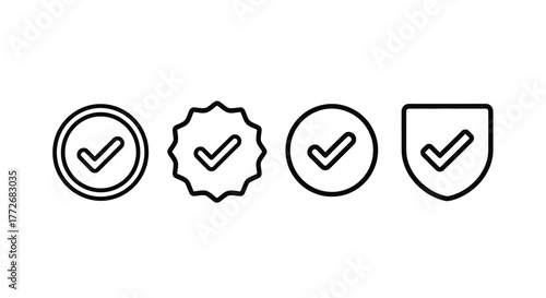 Set of four different checkmark icons symbols for approval success and verification vector