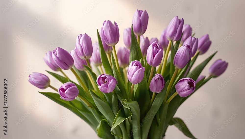 Fototapeta premium Vibrant Purple Tulips Heralding Spring