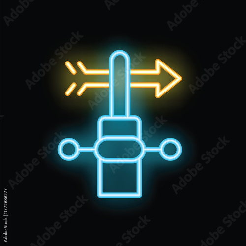 Neon wind direction indicator is pointing to the right, showing changing wind conditions