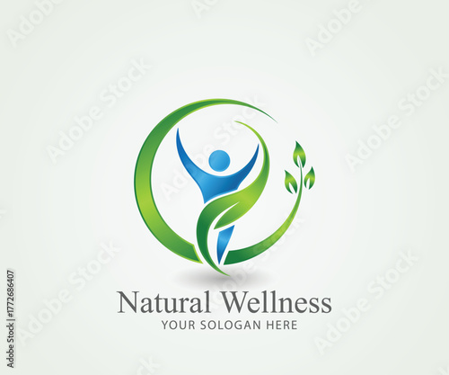 Natural Wellness Leaf Logo — Eco Health, Spa, and Organic Lifestyle Design 
