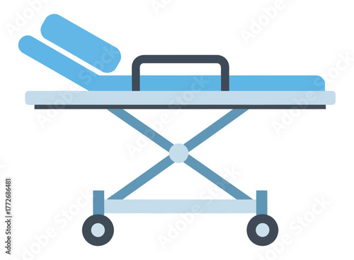 Medical Stretcher Gurney Flat Vector Icon Hospital Emergency Transport Equipment
