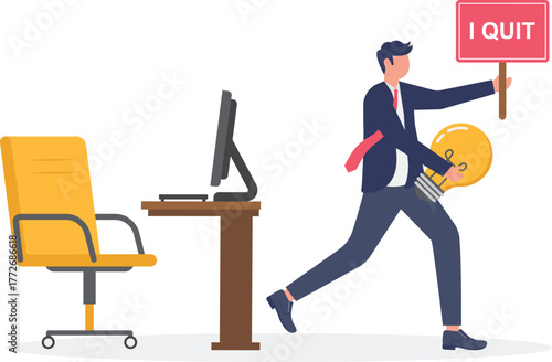 illustration of escaping business competition to switch fields with ideas and innovation
