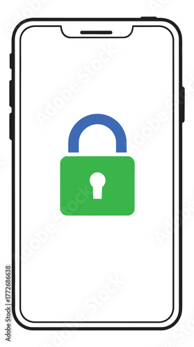 Mobile phone security lock screen interface icon flat vector illustration