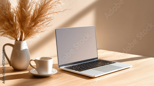 Minimal home workspace with...