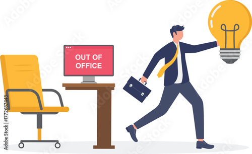 illustration of resigning from an office or company with creativity, ideas, and innovation
